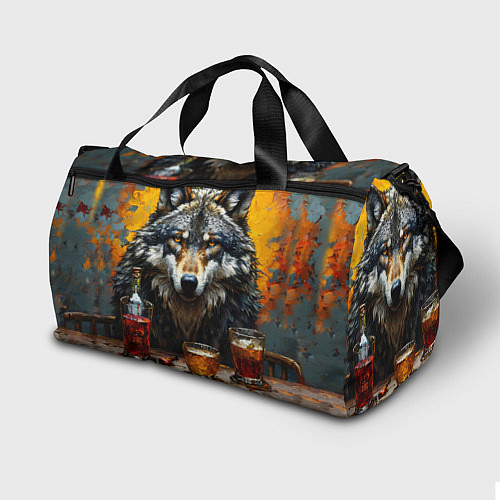Спортивная сумка Пьяный волк / 3D-принт – фото 2