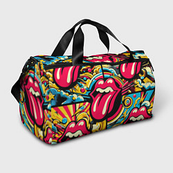 Сумки спортивные Rolling Stones logo - pop art pattern, цвет: 3D-принт