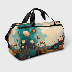 Сумки спортивные Сюрреалистичный пейзаж с цветами, цвет: 3D-принт
