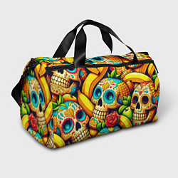 Спортивная сумка Colorfull skulls and bananas - pop art pattern