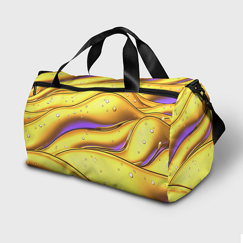 Спортивная сумка Золотые волны с фиолетовым свечением / 3D-принт – фото 2