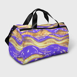 Сумки спортивные Фиолетово-золотая жидкая текстура, цвет: 3D-принт