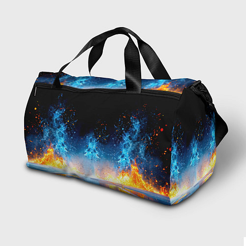 Спортивная сумка Хоккеист в синем пламени / 3D-принт – фото 2