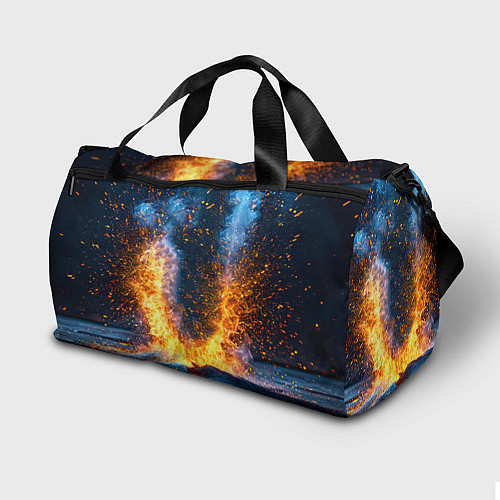 Спортивная сумка Синяя боксерская груша в огне / 3D-принт – фото 2