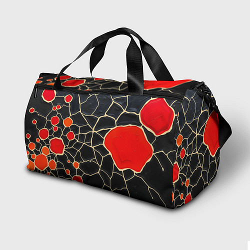 Спортивная сумка Красная абстракция на черном лаке / 3D-принт – фото 2