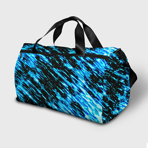 Спортивная сумка Monster energy штрихи голубых неоновых красок / 3D-принт – фото 2