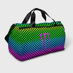 Сумки спортивные Monster energy неоновая клетка, цвет: 3D-принт