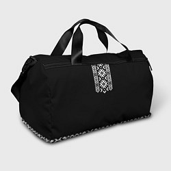 Сумки спортивные Славянский орнамент и узор на черном - вышиванка р, цвет: 3D-принт