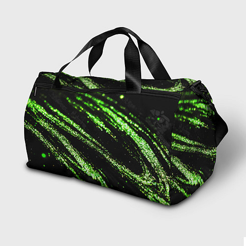 Спортивная сумка Зеленые блестки на черном / 3D-принт – фото 2
