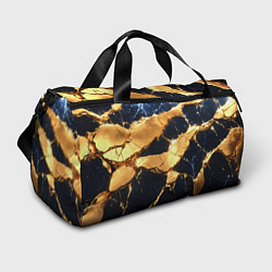 Сумки спортивные Золотая текстура на синем, цвет: 3D-принт