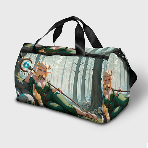 Спортивная сумка Эльфийская аниме ведьма среди черепов в мрачном ле / 3D-принт – фото 2