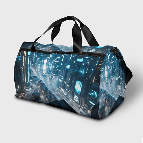 Спортивная сумка Девушка на крыше высотного здания ночью / 3D-принт – фото 2