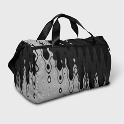 Сумки спортивные Чёрно-белый абстракция стекающаяся, цвет: 3D-принт