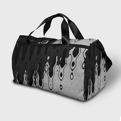 Спортивная сумка Чёрно-белый абстракция стекающаяся / 3D-принт – фото 2
