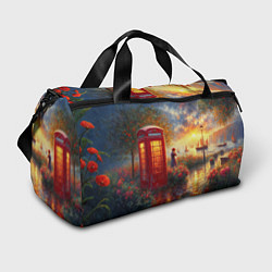 Сумки спортивные Пейзаж с красной телефонной будкой, цвет: 3D-принт
