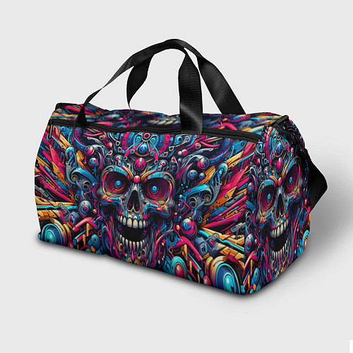 Спортивная сумка Colorful cyber skull - pattern / 3D-принт – фото 2
