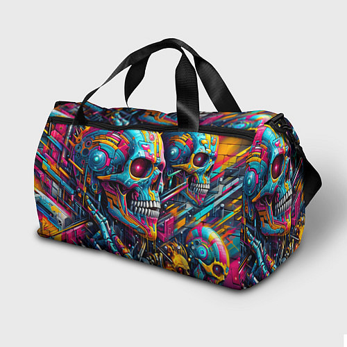 Спортивная сумка Cyber skull - pattern / 3D-принт – фото 2
