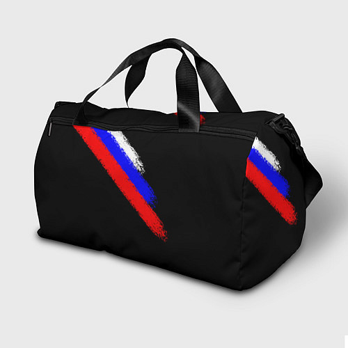 Спортивная сумка Герб на фоне цветов флага на чёрном фоне / 3D-принт – фото 2