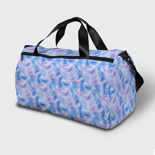 Спортивная сумка Узор из голубых и сиреневых перьев / 3D-принт – фото 2