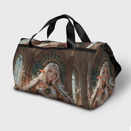 Спортивная сумка Беловолосая королева эльфов на троне / 3D-принт – фото 2