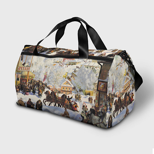 Спортивная сумка Русская тройка зимой - картина Масленица Кустодиев / 3D-принт – фото 2