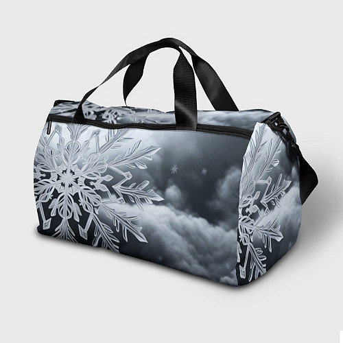 Спортивная сумка Снежинка на черно белое / 3D-принт – фото 2
