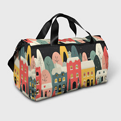 Сумки спортивные Разноцветные новогодние дома, цвет: 3D-принт