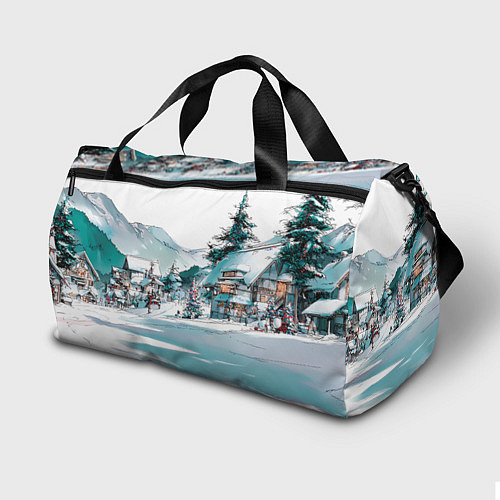 Спортивная сумка Дома и елки - Новый год / 3D-принт – фото 2