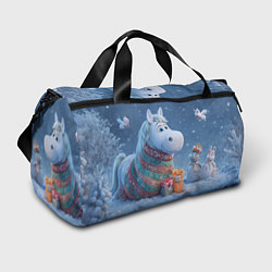 Сумки спортивные Новогодняя лошадь с подарками, цвет: 3D-принт