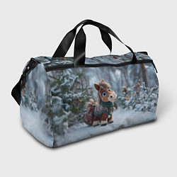 Сумки спортивные Маленькая лошадка в новогоднем лесу, цвет: 3D-принт