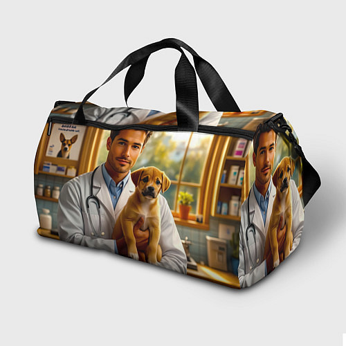 Спортивная сумка Ветеринар с щенком / 3D-принт – фото 2