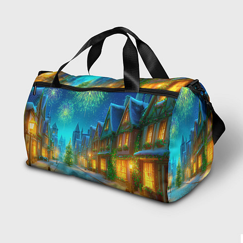 Спортивная сумка Новогодняя лошадка жует елочные ветки / 3D-принт – фото 2