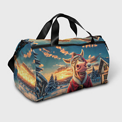 Сумки спортивные Новогодняя комическая лошадь в лесу, цвет: 3D-принт
