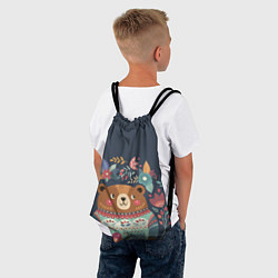 Рюкзак-мешок Осенний медведь, цвет: 3D-принт — фото 2