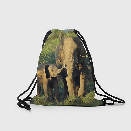 Мешок для обуви Семья слонов в природе / 3D-принт – фото 2