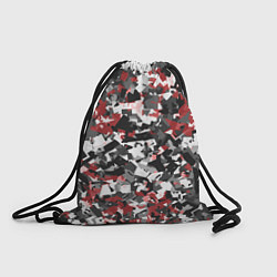 Рюкзак-мешок Камуфляж: серый/красный, цвет: 3D-принт