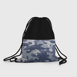 Рюкзак-мешок Камуфляж: черный/голубой, цвет: 3D-принт