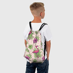 Рюкзак-мешок Цветочные фламинго, цвет: 3D-принт — фото 2