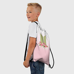 Рюкзак-мешок BTS: Pink Flowers, цвет: 3D-принт — фото 2