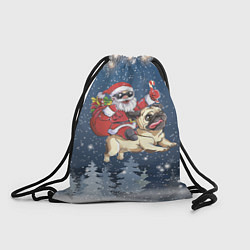 Рюкзак-мешок Санта едет на мопсе, цвет: 3D-принт