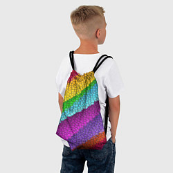 Рюкзак-мешок Яркая мозаика радуга диагональ, цвет: 3D-принт — фото 2