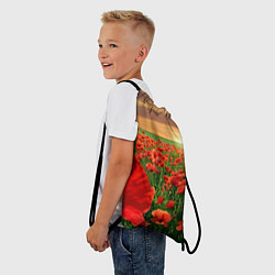 Рюкзак-мешок Красный мак на закате, цвет: 3D-принт — фото 2
