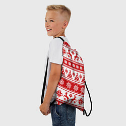 Рюкзак-мешок Новый Год Олени и снежинки, цвет: 3D-принт — фото 2