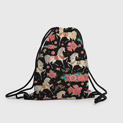 Рюкзак-мешок Лошади и цветы, цвет: 3D-принт