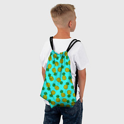 Рюкзак-мешок Ананасы аква, цвет: 3D-принт — фото 2