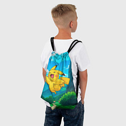 Рюкзак-мешок Радостный Пикачу в прыжке, цвет: 3D-принт — фото 2