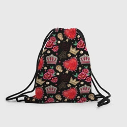 Рюкзак-мешок Корона и розы, цвет: 3D-принт