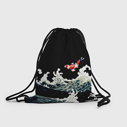 Рюкзак-мешок Карп Кои Волна Япония Рыба, цвет: 3D-принт