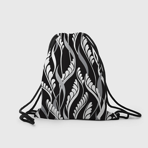 Мешок для обуви Листья в черно-Белом Цвете / 3D-принт – фото 2