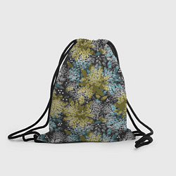 Рюкзак-мешок Черно оливковый цветочный, цвет: 3D-принт